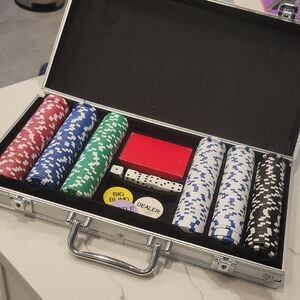 Poker Chip Set with Case - Red, Green, Blue, Black, White